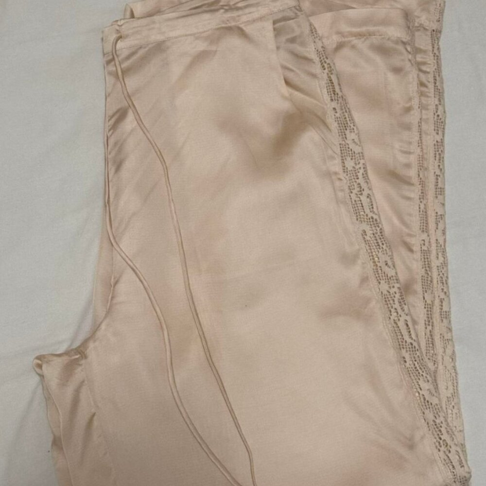 NWOT Zara SATIN EFFECT LACE TRIM PANTS